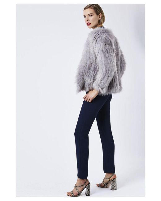 Jayley Blue Hand Knitted Faux Fur Jacket