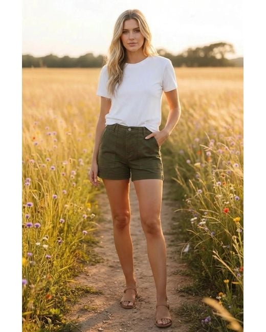 Secret Label Yellow Denim Utility Shorts Cotton