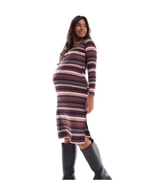 Mama.licious Red Maternity Heavy Ribbed Maxi Dress