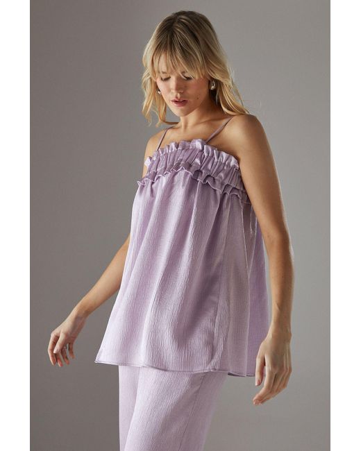 Warehouse Purple Crushed Satin Strappy Bandeau Top