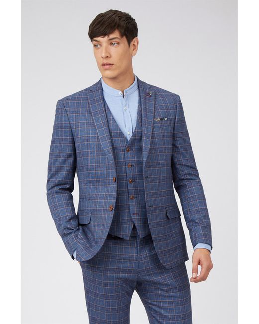 Antique Rogue Blue Multi Overcheck Jacket for men
