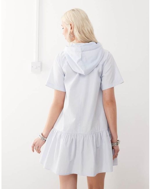 Collusion White Hooded Sports Mini Dress