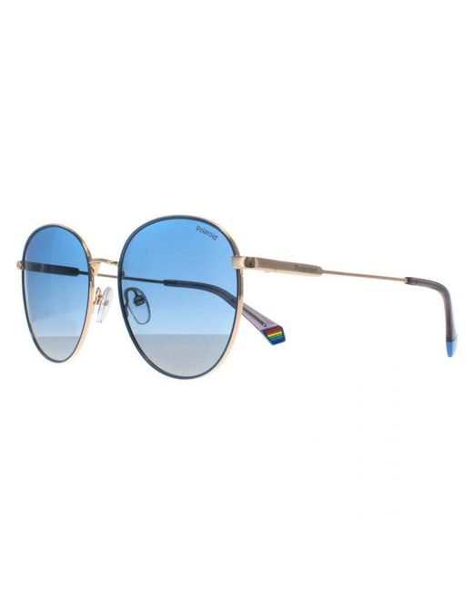 Polaroid Blue Round Metal Polarized Sunglasses
