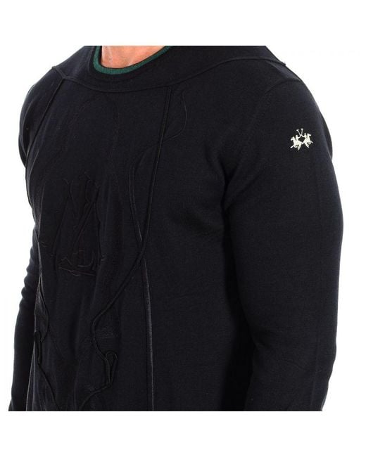La Martina Black Long Sleeve Sweater Rms301-Xc008 for men