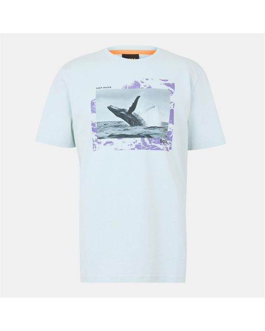 Boss Blue Crew Neck Short Sleeve Regular Fit T-Shirt for men