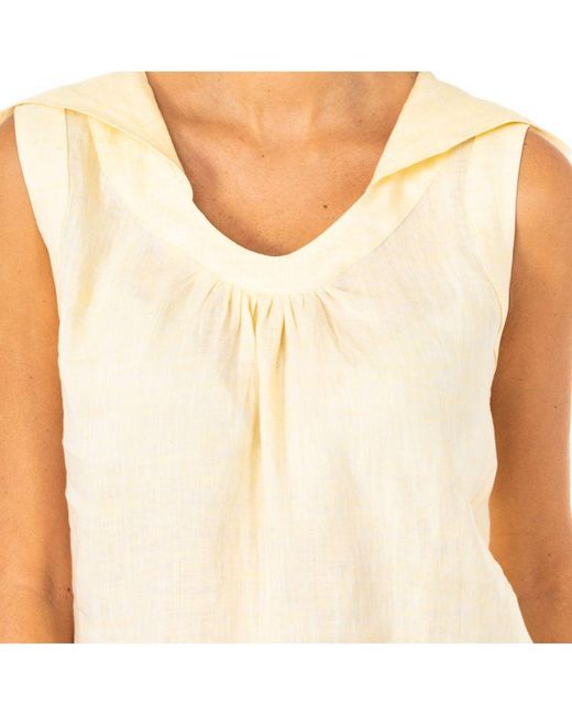 La Martina White Jwu004 Sleeveless Round Neck T-Shirt