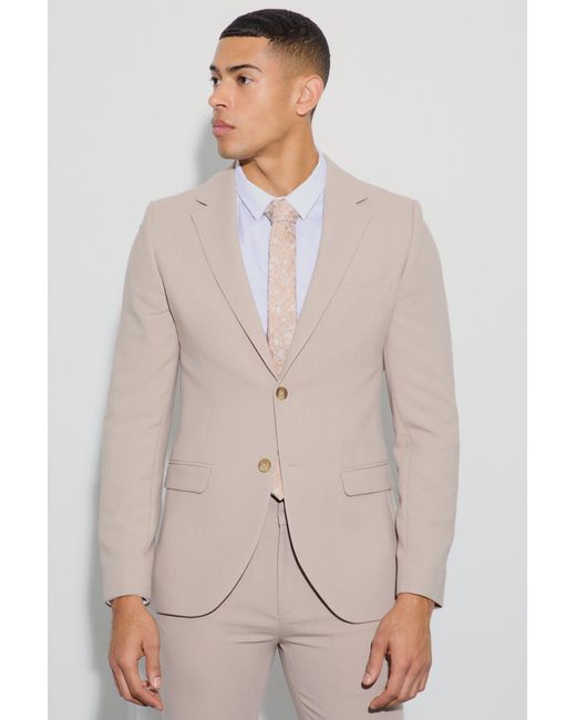 BoohooMAN Natural Jersey Skinny Single Breasted Suit Jacket for men