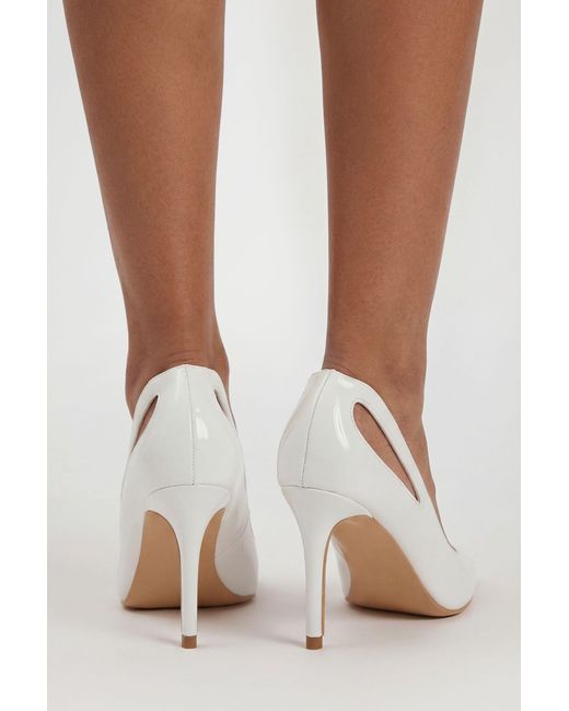 Boohoo White Wide Fit Cut Out Court Heels
