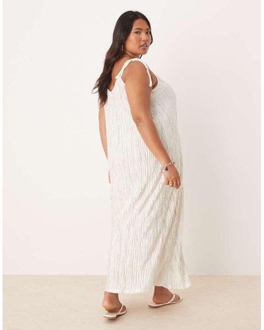 Vila Curve Natural Plisse Cami Maxi Slip Dress