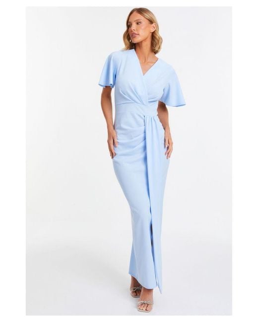 Quiz Light Wrap Maxi Dress in Blue Lyst UK