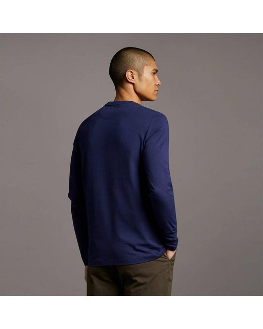 Lyle & Scott Blue Long Sleeve Regular Fit Cotton T Shirt for men