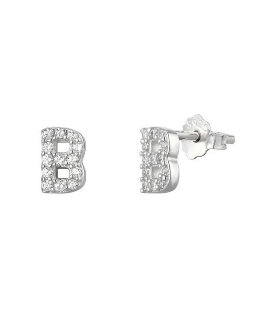 The Jewellery Stockroom Metallic Sterling Cubic Zirconia Initial Stud Earrings