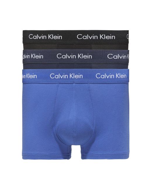 Calvin Klein Blue Cotton 3 Pack Trunks for men