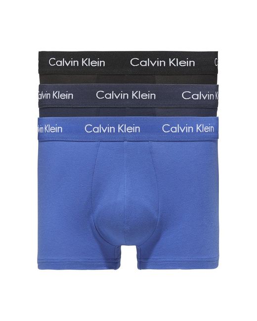 Calvin Klein Blue Cotton 3 Pack Trunks for men