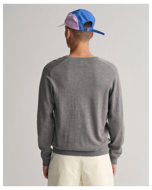 Gant Klassiek Katoenen V-hals Sweatshirt In Grijs in het Gray voor heren