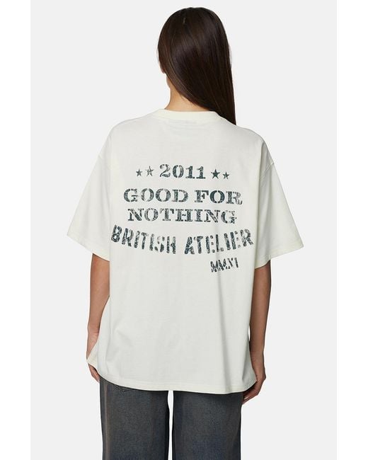 Good For Nothing White Oversized Graphic Tee