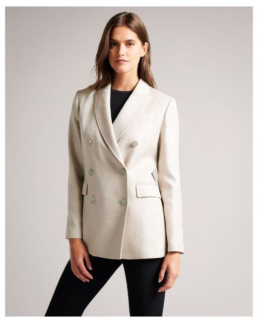 Ted Baker Natural Pyxie Double Breasted Blazer With Peak Lapel
