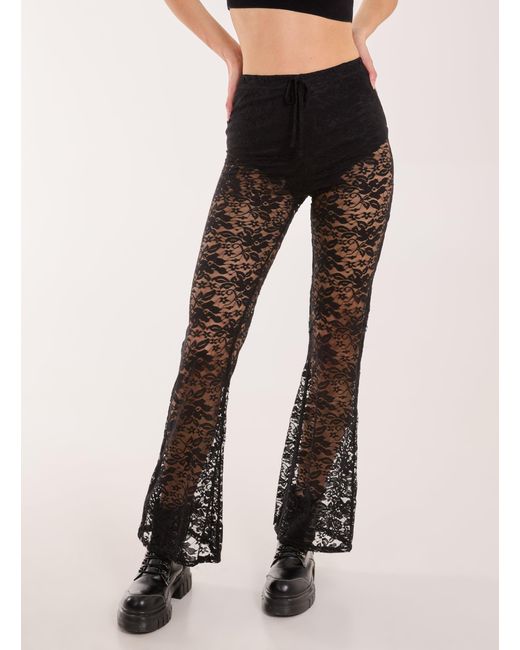 Pink Vanilla Black Lace Flared Trousers