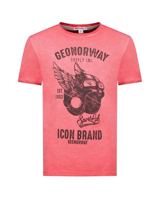GEOGRAPHICAL NORWAY Herren-kurzarm-t-shirt Sy1360hgn in het Pink voor heren