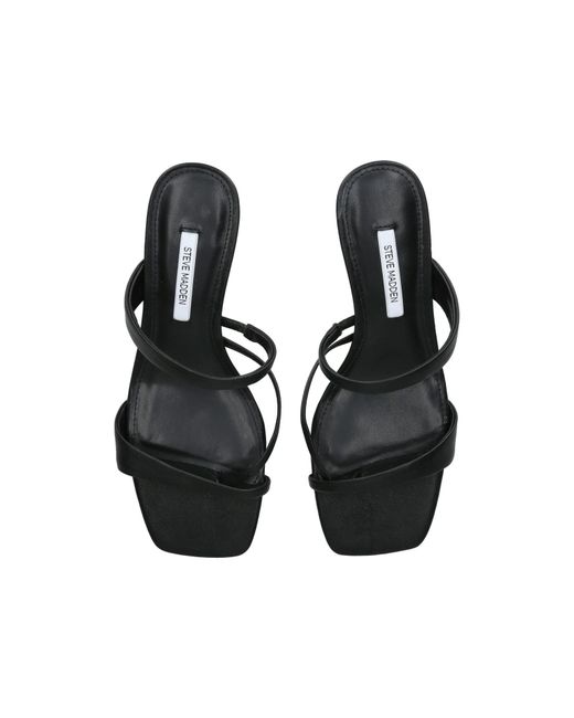 Steve Madden Black Leather Ajay Sandals
