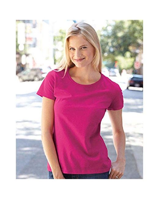 Fruit Of The Loom Vrouwen / Dames Fit Ringgesponnen Premium Tshirt (fuchsia) in het Pink