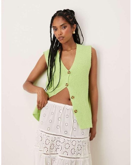 ASOS Green Slub Knit Relaxed Fit Waistcoat