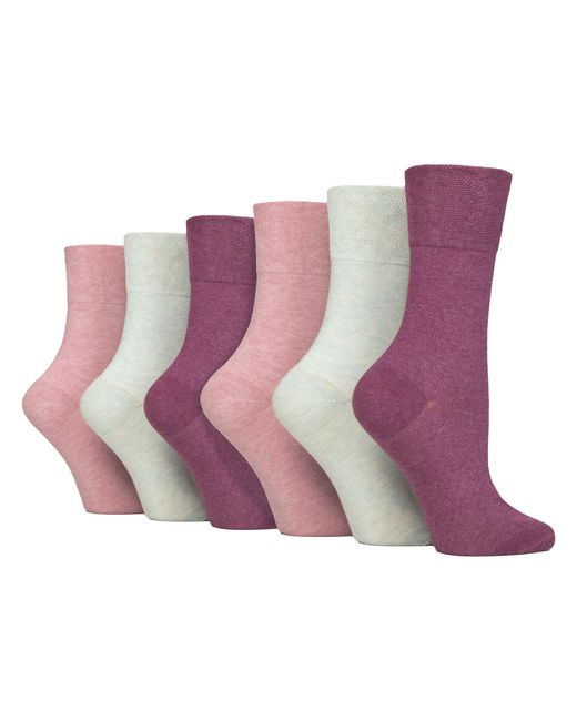 IOMI Purple 6 Pack Ladies Non Elastic Cotton Diabetic Socks With Seamless Toe