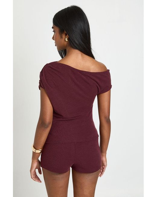 Boohoo Textured Cowl Neck Sleeveless Flower Trim Top