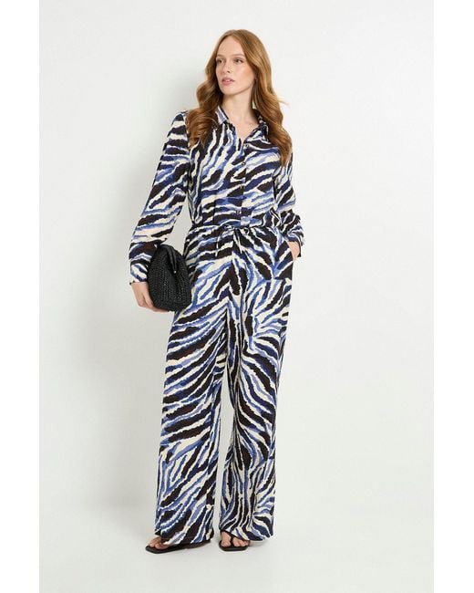 Wallis Blue Abstract Print Wide Leg Trouser Co-Ord