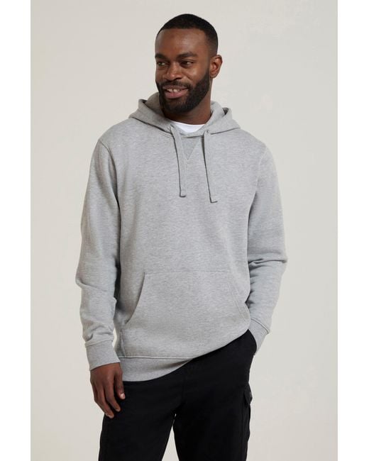 Mountain Warehouse Gray 'Dorset' Hoodie Drawcord Adjustable Hood Warm Cosy Pullover Cotton for men