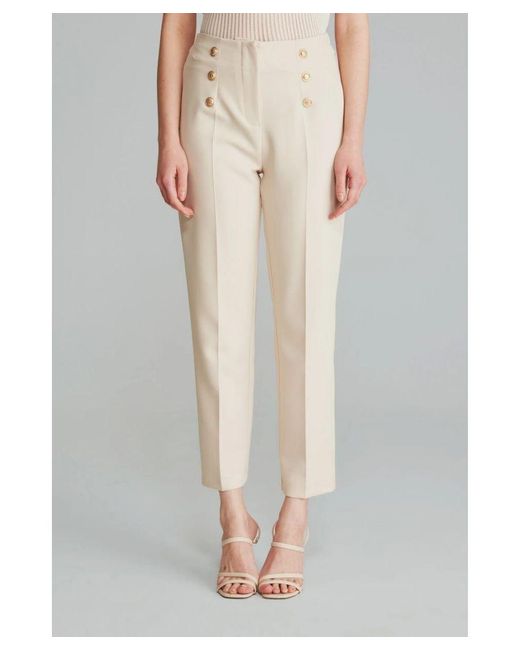 GUSTO White High Waist Trousers With Buttons