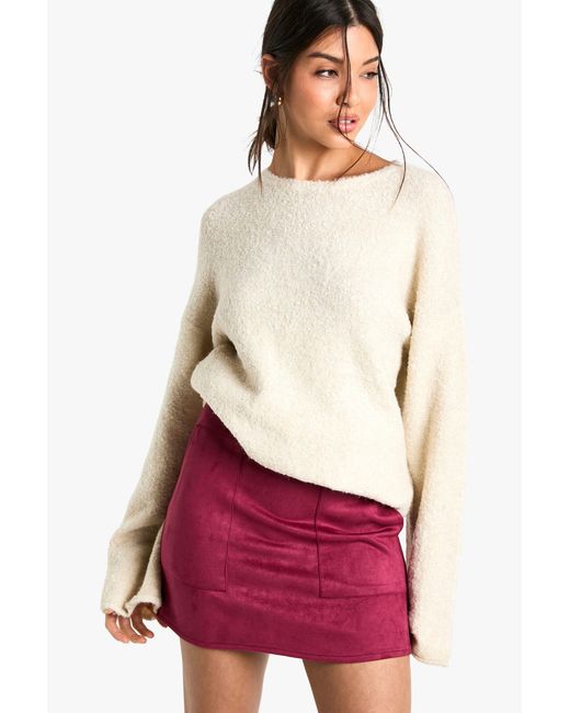 Boohoo Red Suede Look Mini Skirt
