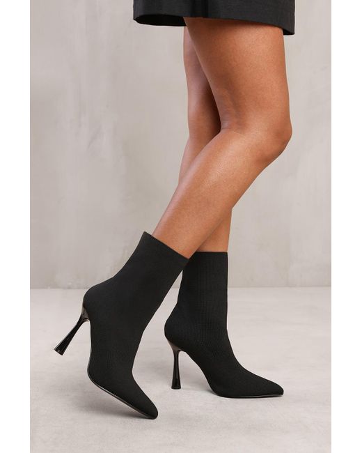 Where's That From Black Wheres 'Maeve' Ankle Sock Boot