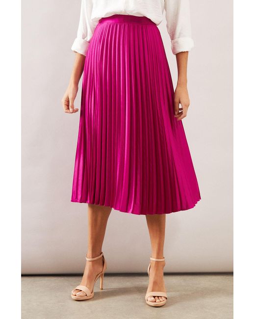 Wallis Pink Satin Pleated Skirt