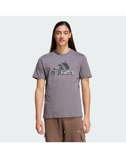Adidas Gray Camo Badge Of Sport Graphic Tee for men
