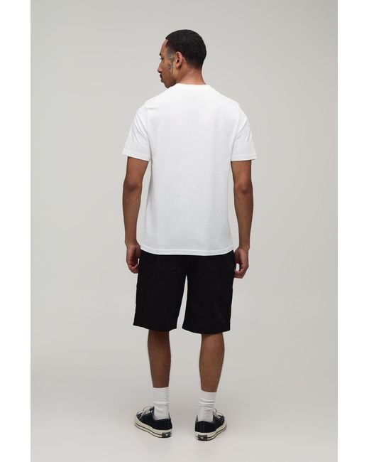 BoohooMAN Black Multi Badge Carpenter Denim Shorts for men