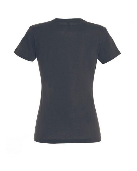 Sol's Black Ladies Imperial Heavy Short Sleeve T-Shirt (Dark) Cotton