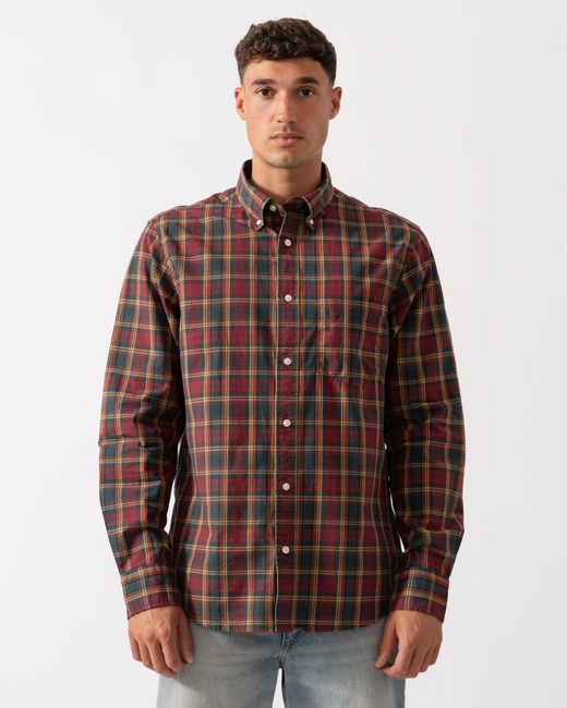 Gant Brown Long Sleeve Archive Poplin Check Shirt for men