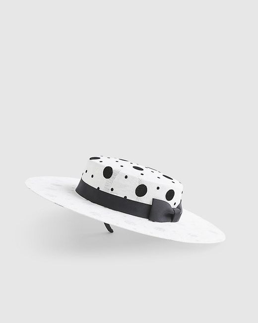 River Island Green Boater Hat Sasha Polka Dot Edwina Ibbotson