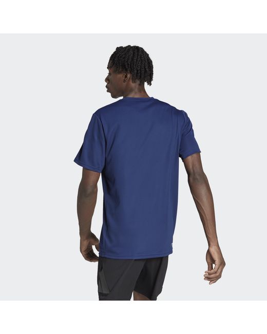 Adidas Originals Blue Train Essentials 3-Stripes Training Tee for men