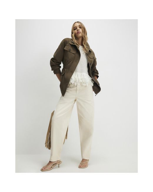 River Island Natural Jacket Utility Funnel Cotton