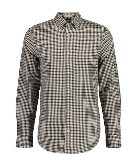 Gant Overhemd Regular Fit Twill Micro Multi Check In Bruin in het Gray voor heren