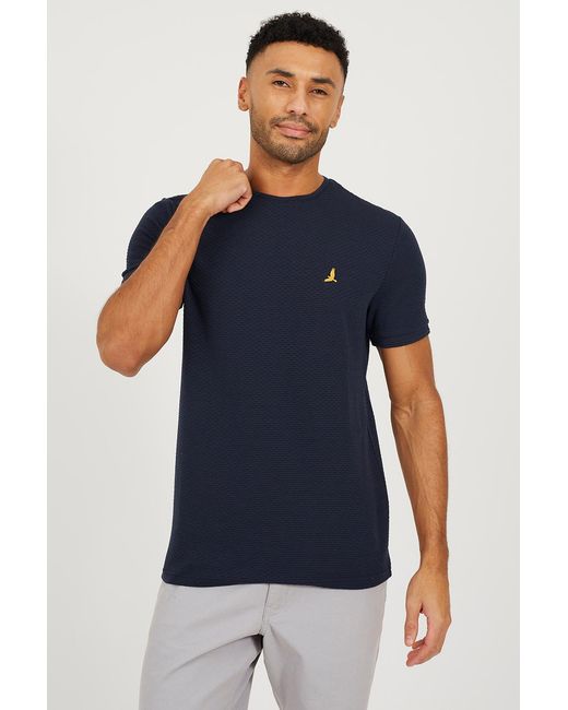 Brave Soul Blue Embroidered Crew Neck T-Shirt for men