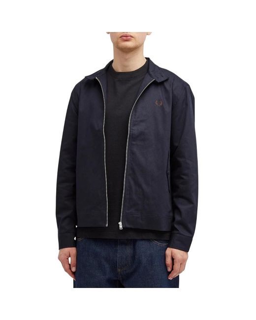 Fred Perry Blue Harrington Jacket Cotton for men