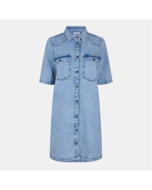Noisy May Blue Short Sleeve Mini Denim Shirt Dress