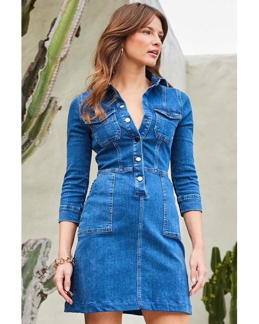 Denim popper dress deals