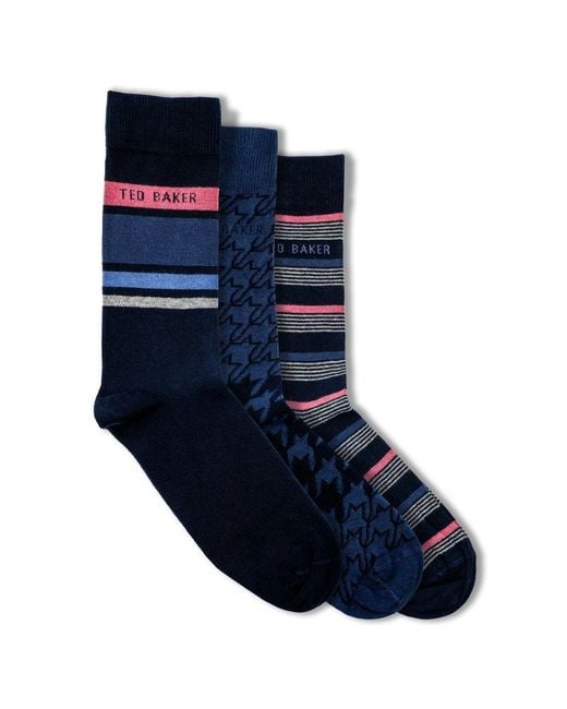 Ted Baker Blue 3 Pack Assorted Socks for men