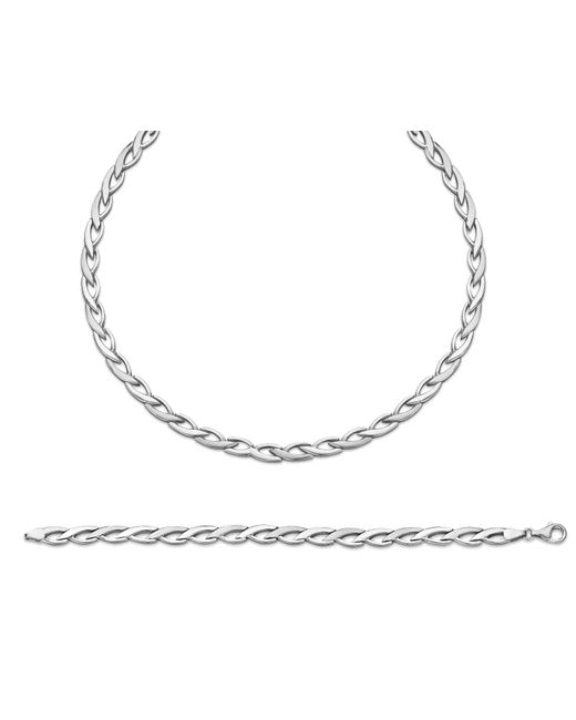 Orphelia White Ladies 925 Sterling Set: Chain + Bracelet