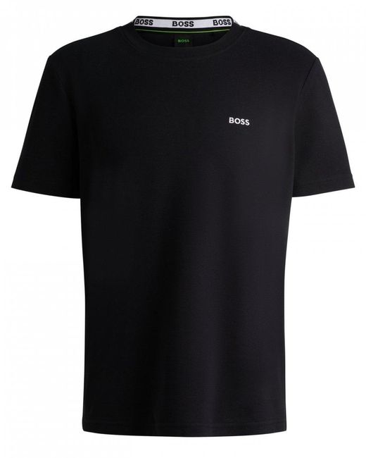 Boss Black Taddy Cotton Piqué T-Shirt With Oxford-Jacquard Back Collar for men