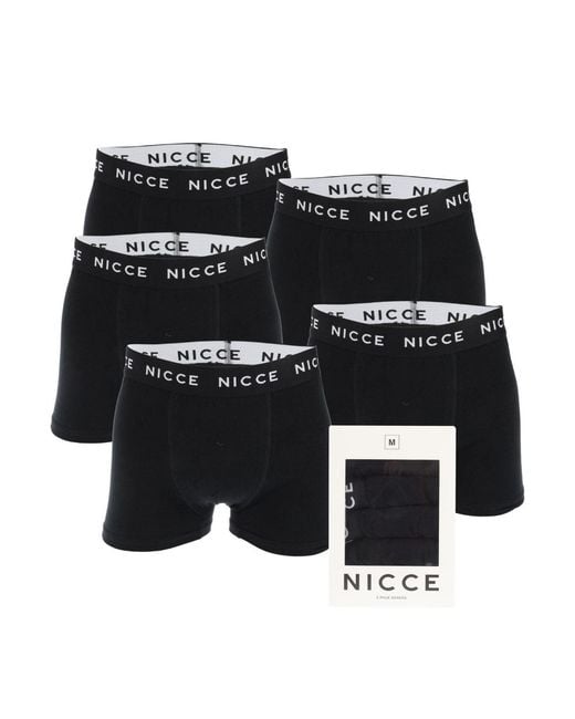 Nicce London Black 5 Pack Boxer Shorts for men